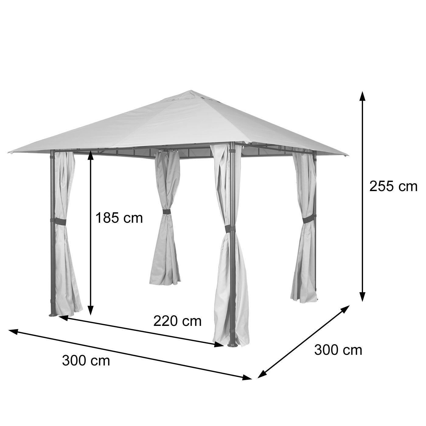 Pergola MCW-J63, tuinpaviljoen terrasoverkapping met zijwand 3x3m ~ antraciet