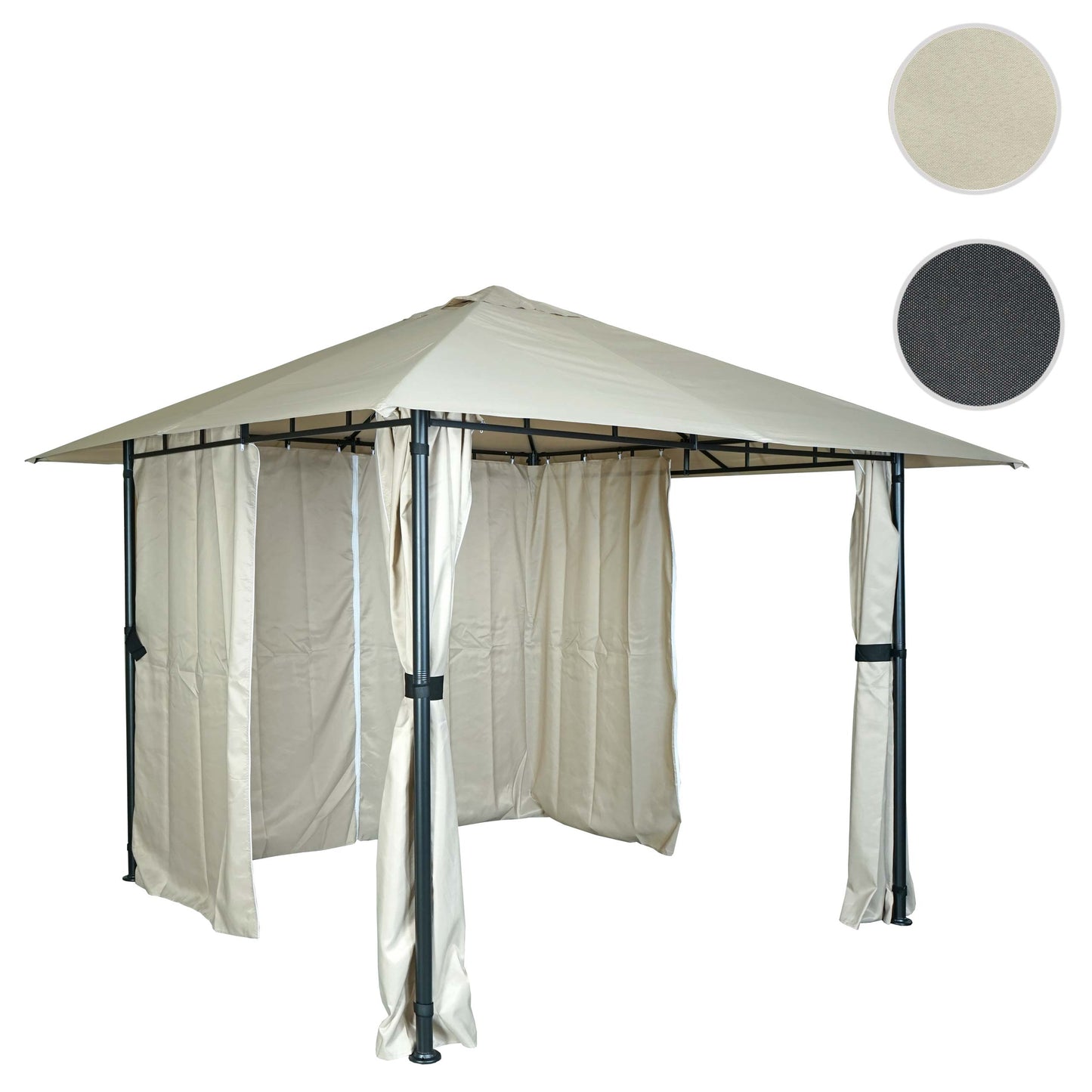 Pergola MCW-J63, tuinpaviljoen terrasoverkapping met zijwand 3x3m ~ antraciet