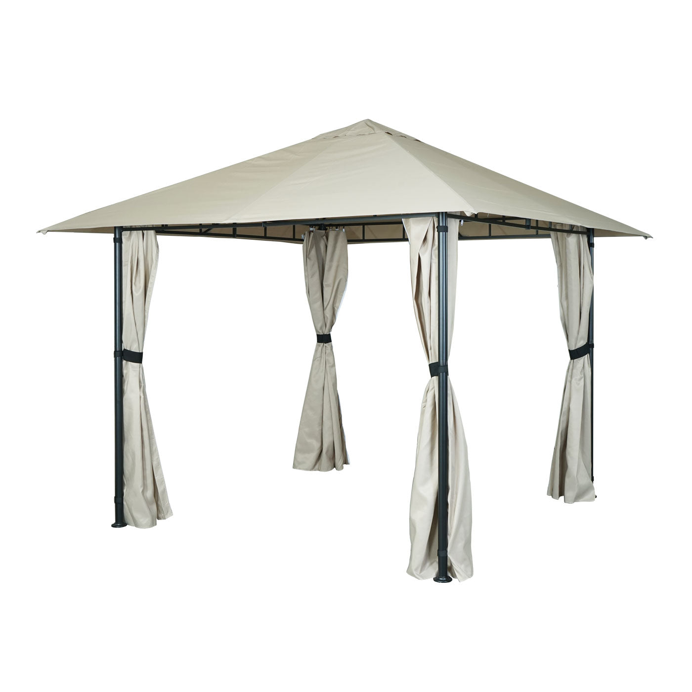 Pergola MCW-J63, tuinpaviljoen terrasoverkapping met zijwand, 3x3m ~ crème-beige