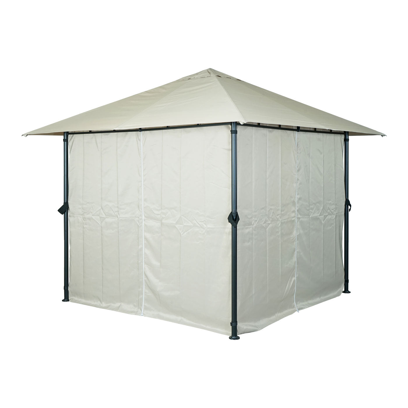Pergola MCW-J63, tuinpaviljoen terrasoverkapping met zijwand, 3x3m ~ crème-beige