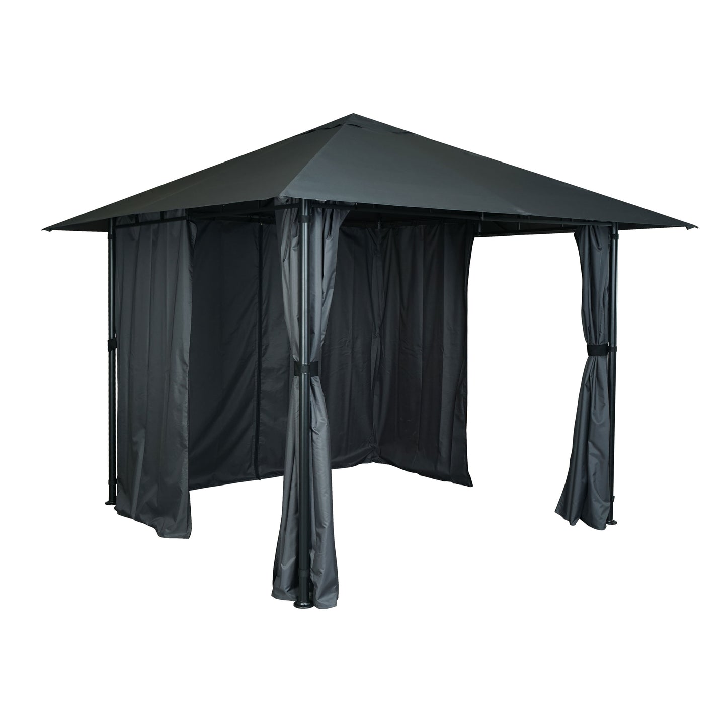 Pergola MCW-J63, tuinpaviljoen terrasoverkapping met zijwand 3x3m ~ antraciet