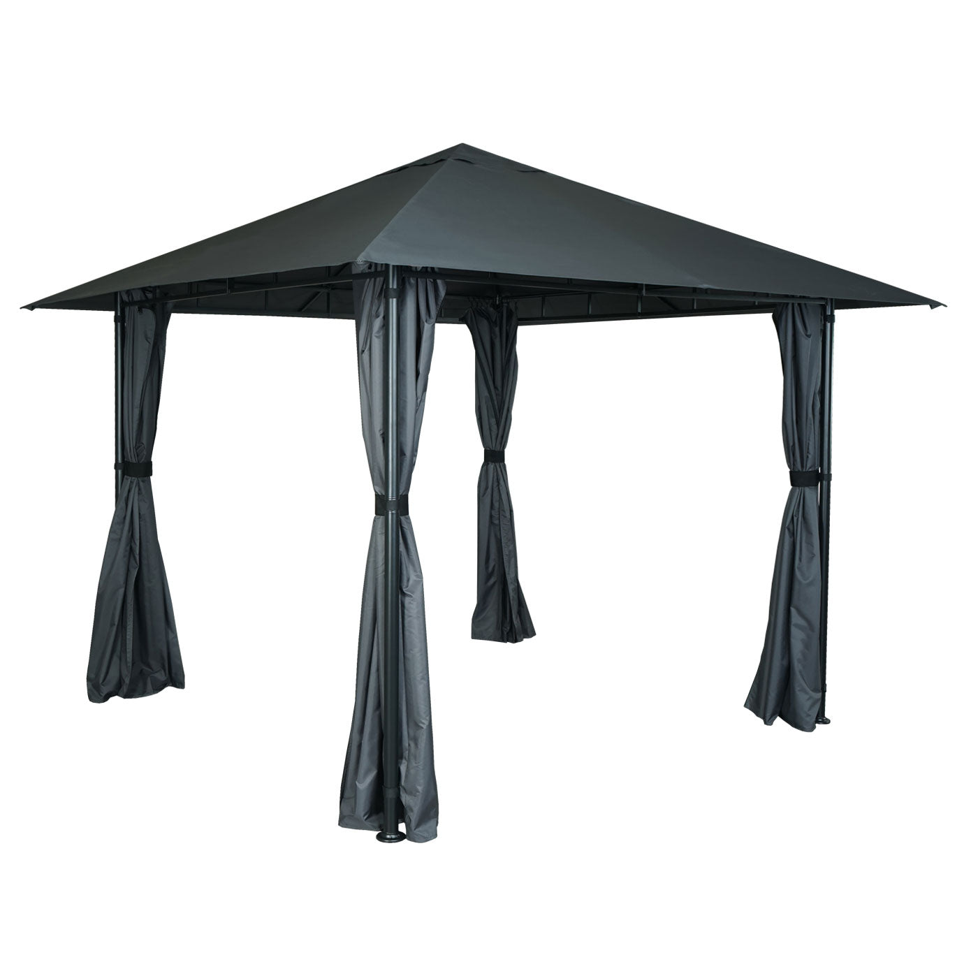 Pergola MCW-J63, tuinpaviljoen terrasoverkapping met zijwand 3x3m ~ antraciet