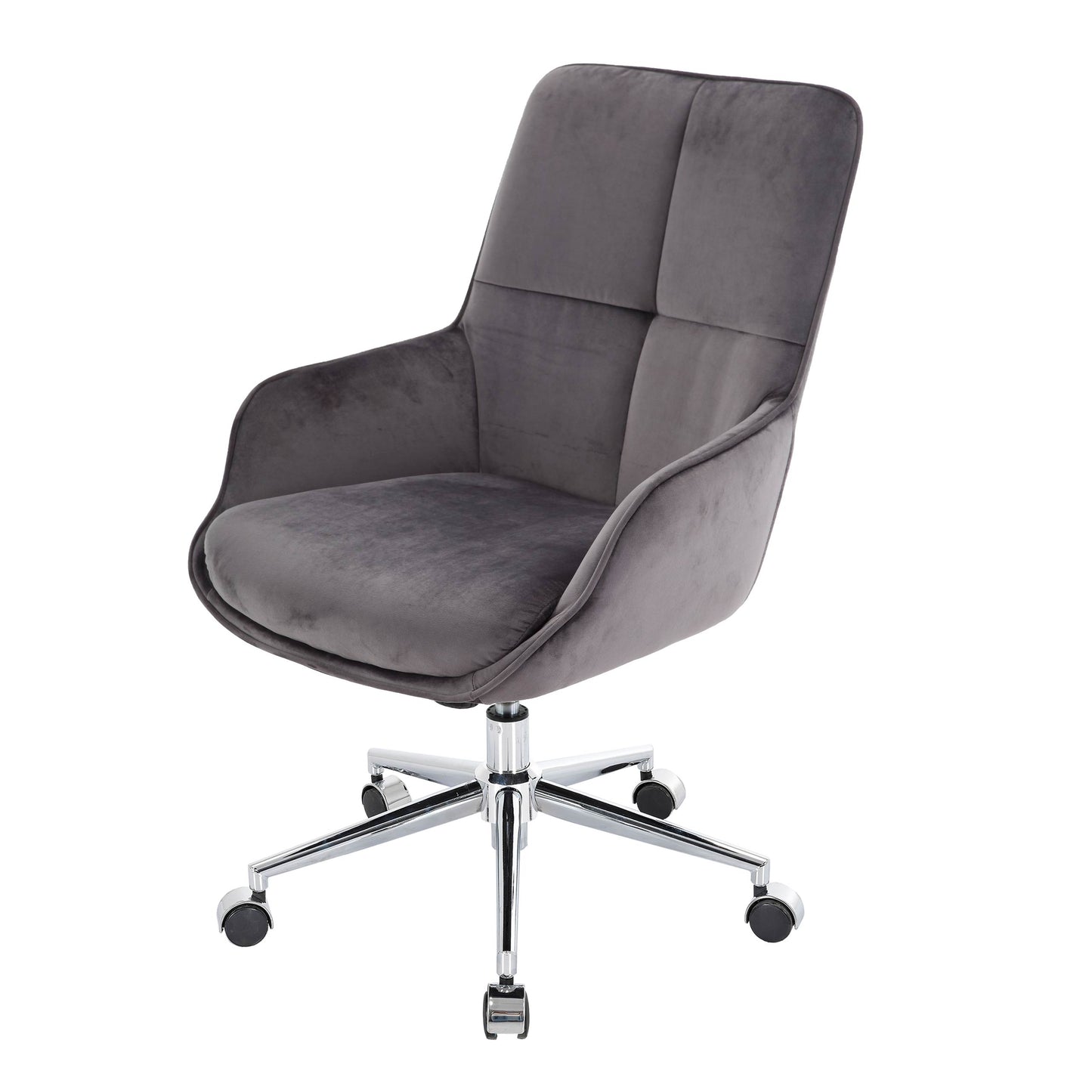 Bureaustoel MCW-J64, bureaustoel bureaustoel fauteuil, in hoogte verstelbaar fluweel MVG ~ donkergrijs