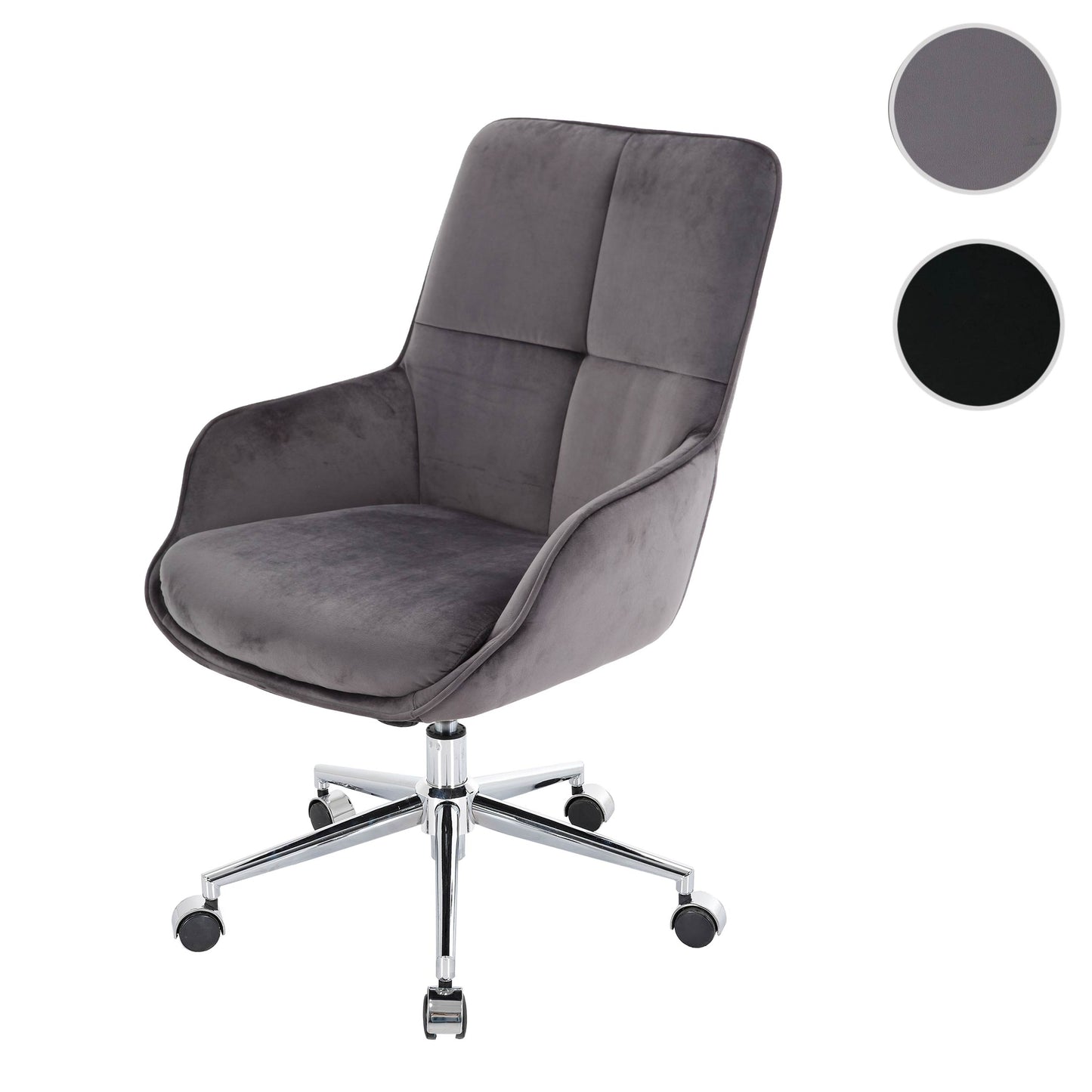Bureaustoel MCW-J64, bureaustoel bureaustoel fauteuil, in hoogte verstelbaar fluweel MVG ~ donkergrijs
