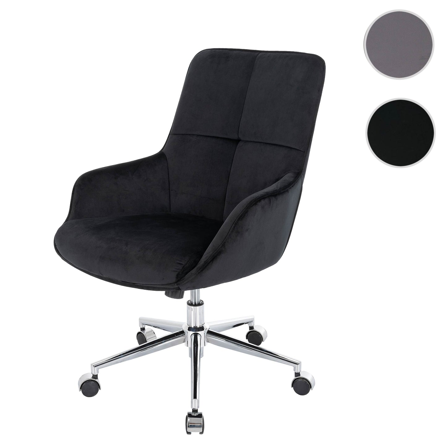 Bureaustoel MCW-J64, bureaustoel bureaustoel fauteuil, in hoogte verstelbaar fluweel MVG ~ zwart
