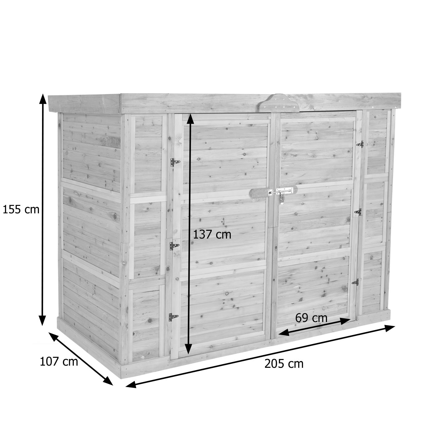 2-fietsengarage MCW-H63b, fietsbox gereedschapshok, afsluitbaar 155x205x107cm ~ bruin
