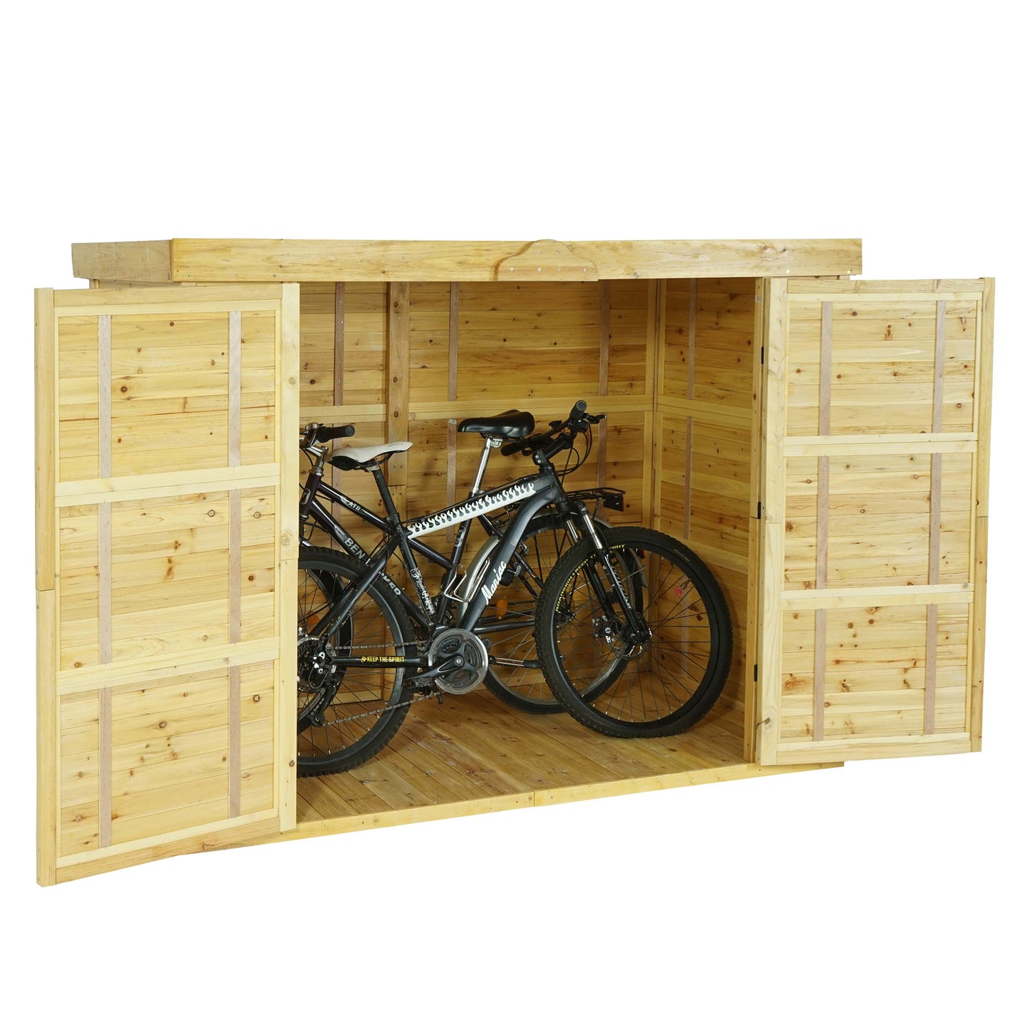 2-fietsengarage MCW-H63b, fietsbox gereedschapshok, afsluitbaar 155x205x107cm ~ bruin