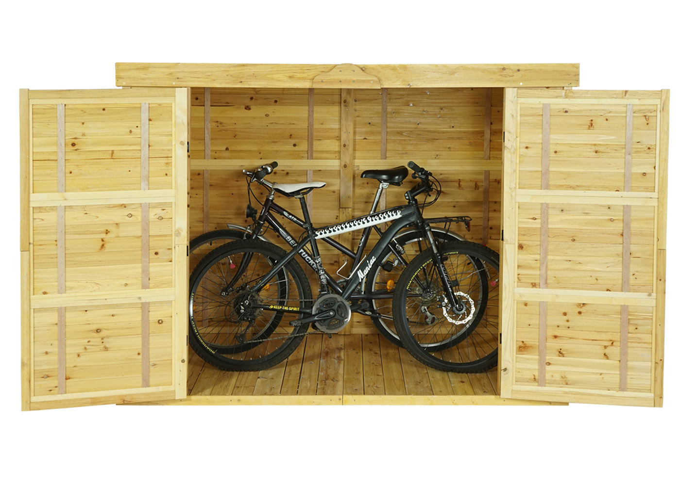2-fietsengarage MCW-H63b, fietsbox gereedschapshok, afsluitbaar 155x205x107cm ~ bruin