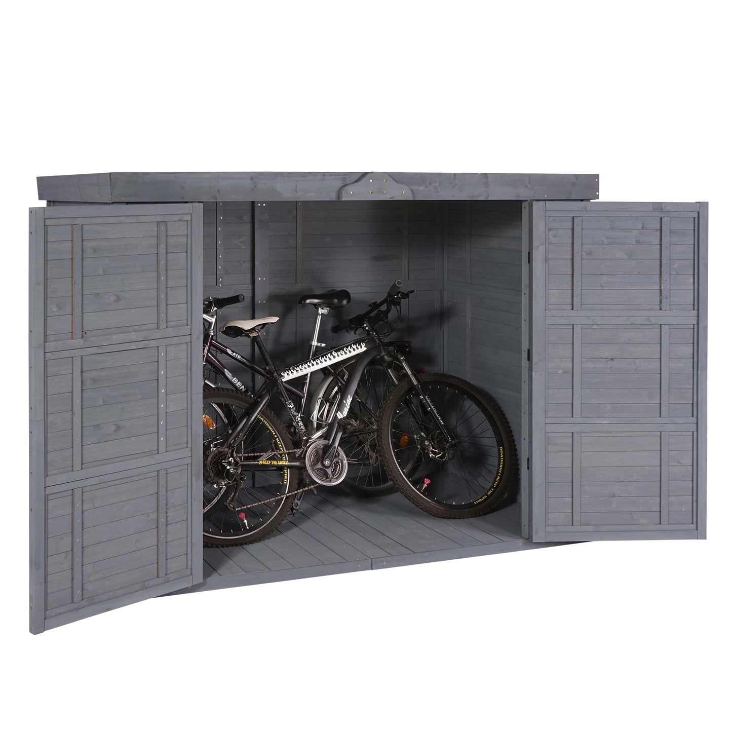 2-fietsengarage MCW-H63b, fietsbox gereedschapshok, afsluitbaar 155x205x107cm ~ grijs