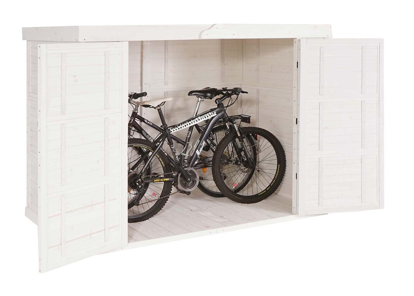 2-fietsengarage MCW-H63b, fietsbox gereedschapshok, afsluitbaar 155x205x107cm ~ wit