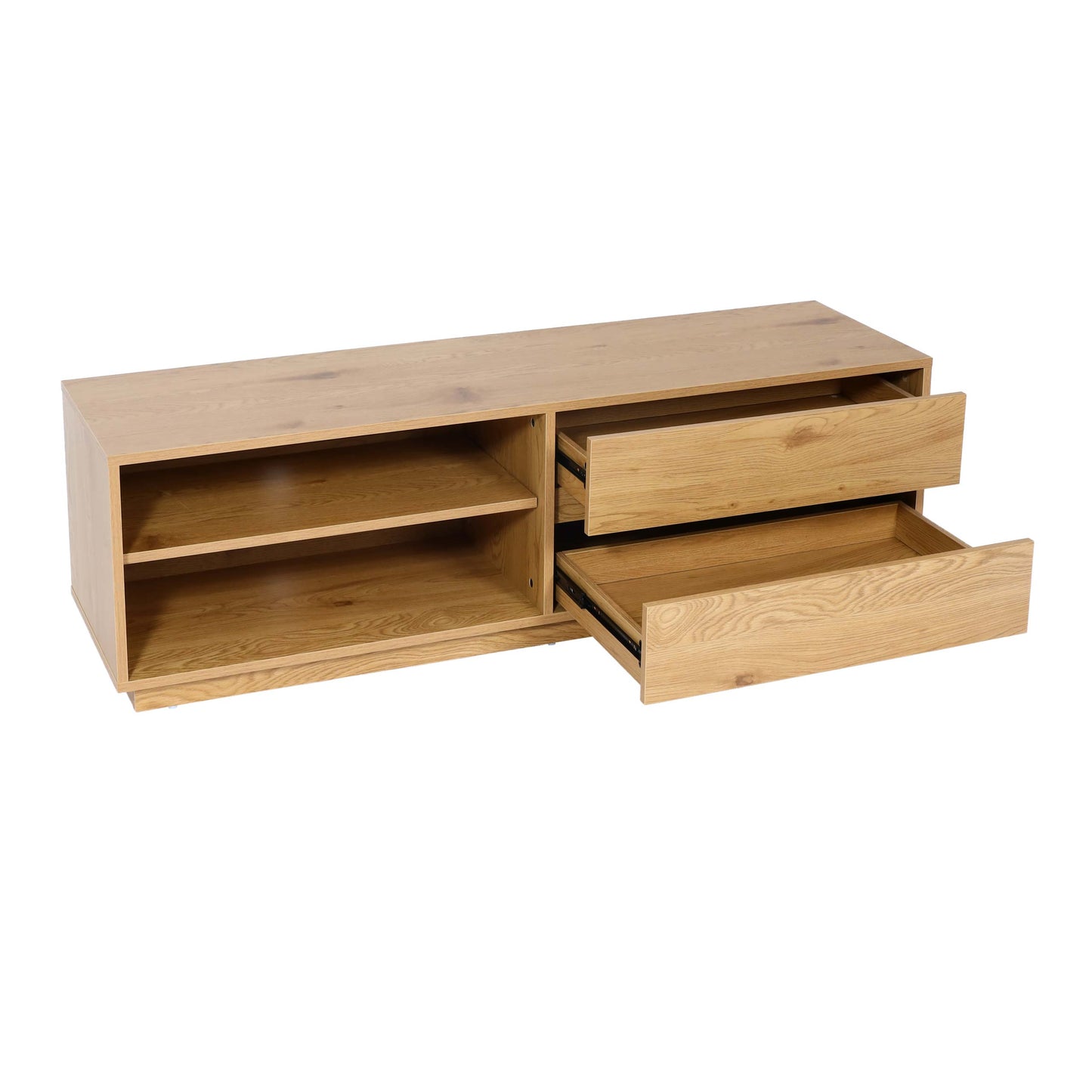 TV-rek MCW-J78, TV-tafel lowboard ladekast, lade, MDF 42x140x40cm ~ eiken look