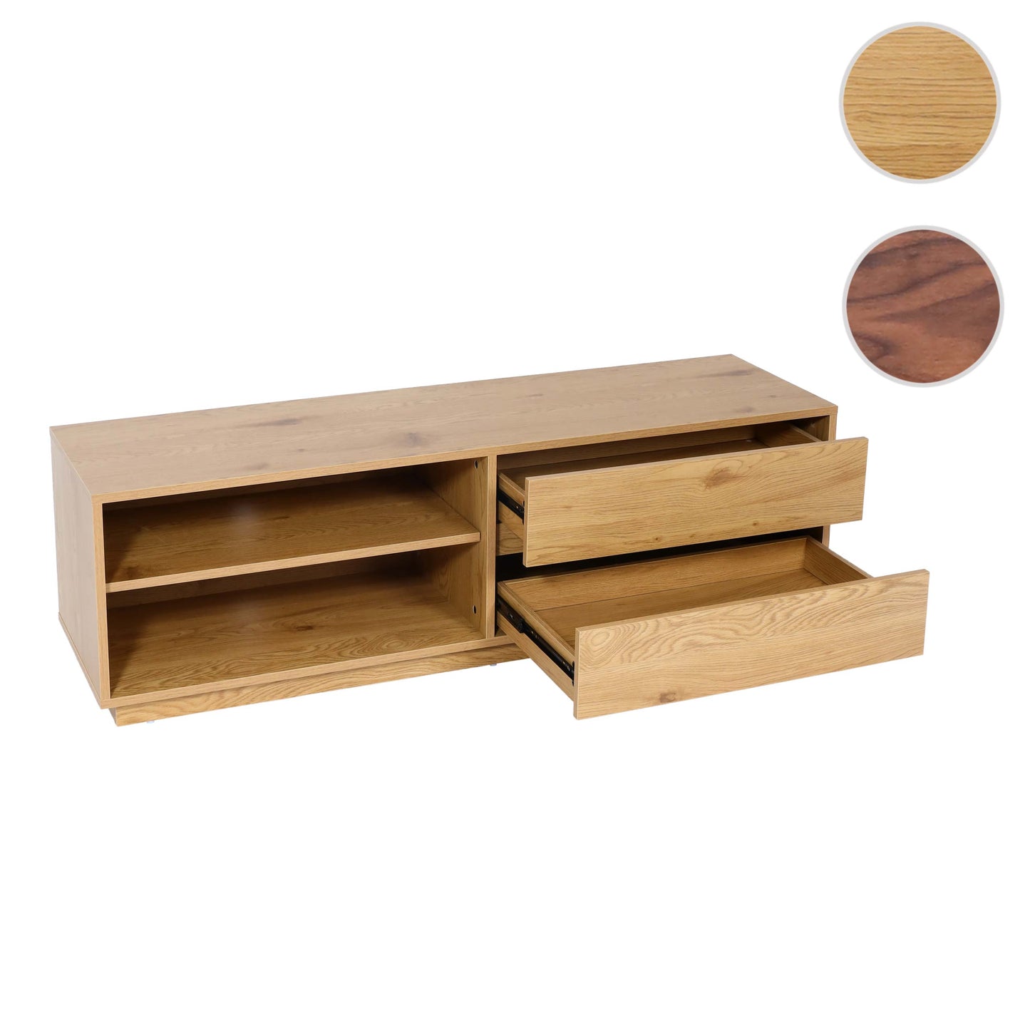 TV-rek MCW-J78, TV-tafel lowboard ladekast, lade, MDF 42x140x40cm ~ eiken look