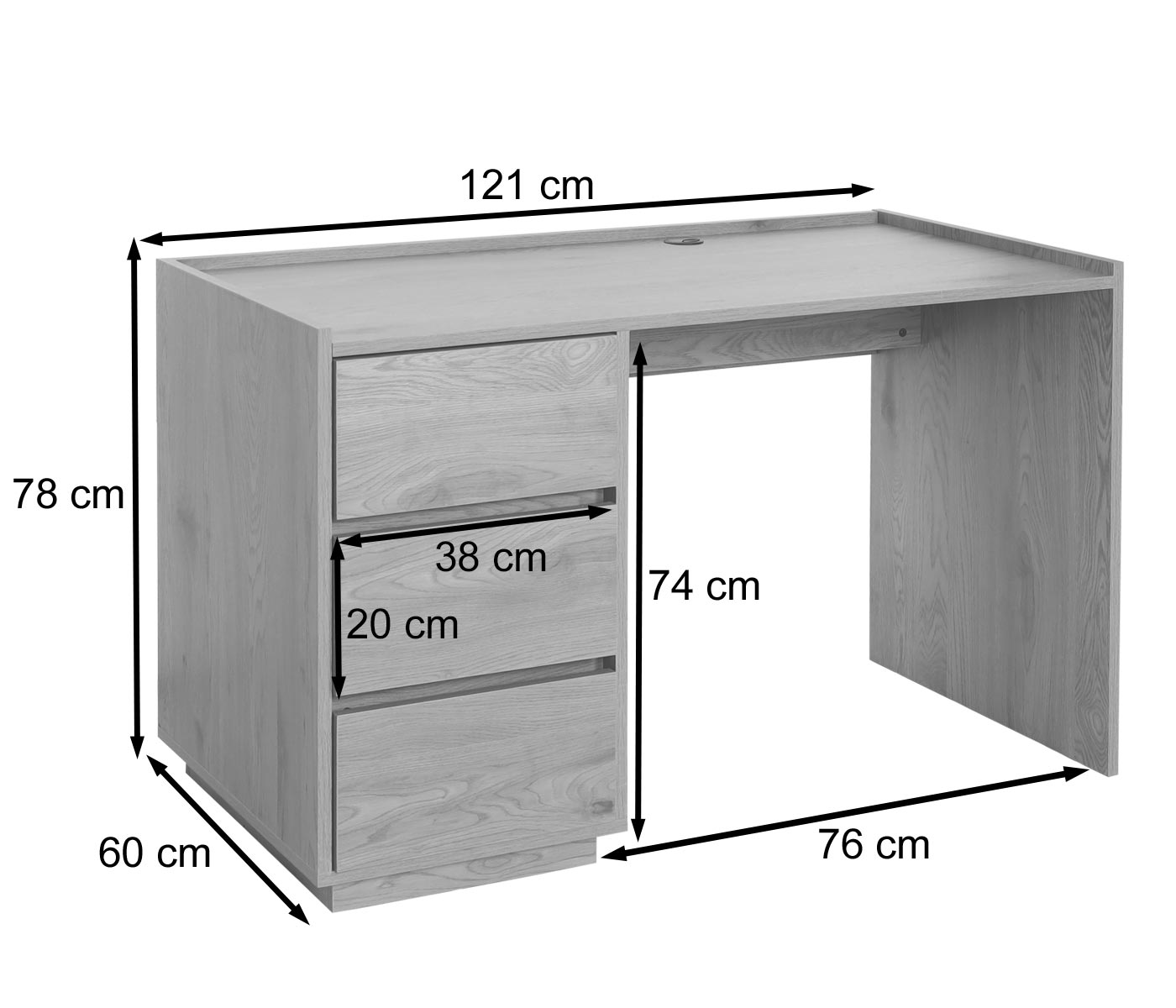 Bureau MCW-J78, bureau computerbureau werktafel, lade, 78x121x60cm ~ walnoot look