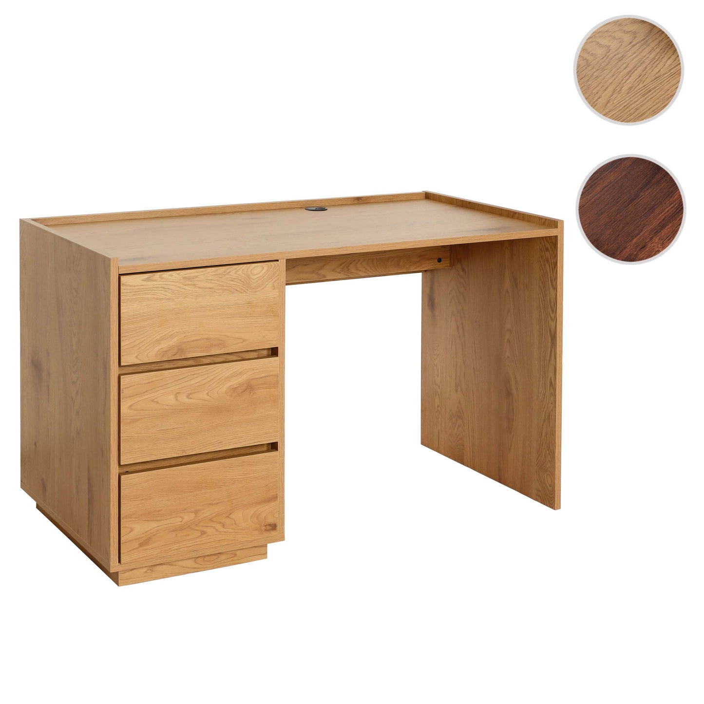 Bureau MCW-J78, bureau computer bureau werktafel, lade, 78x121x60cm ~ eiken look