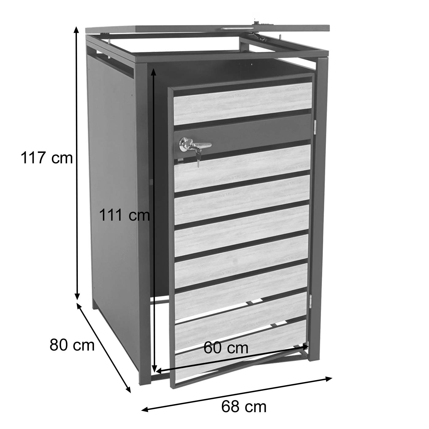 1 afvalemmerbehuizing MCW-J81, afvalemmerbox, uitbreidbaar, metaal 32kg, antraciet ~ kersenhout look donkerbruin