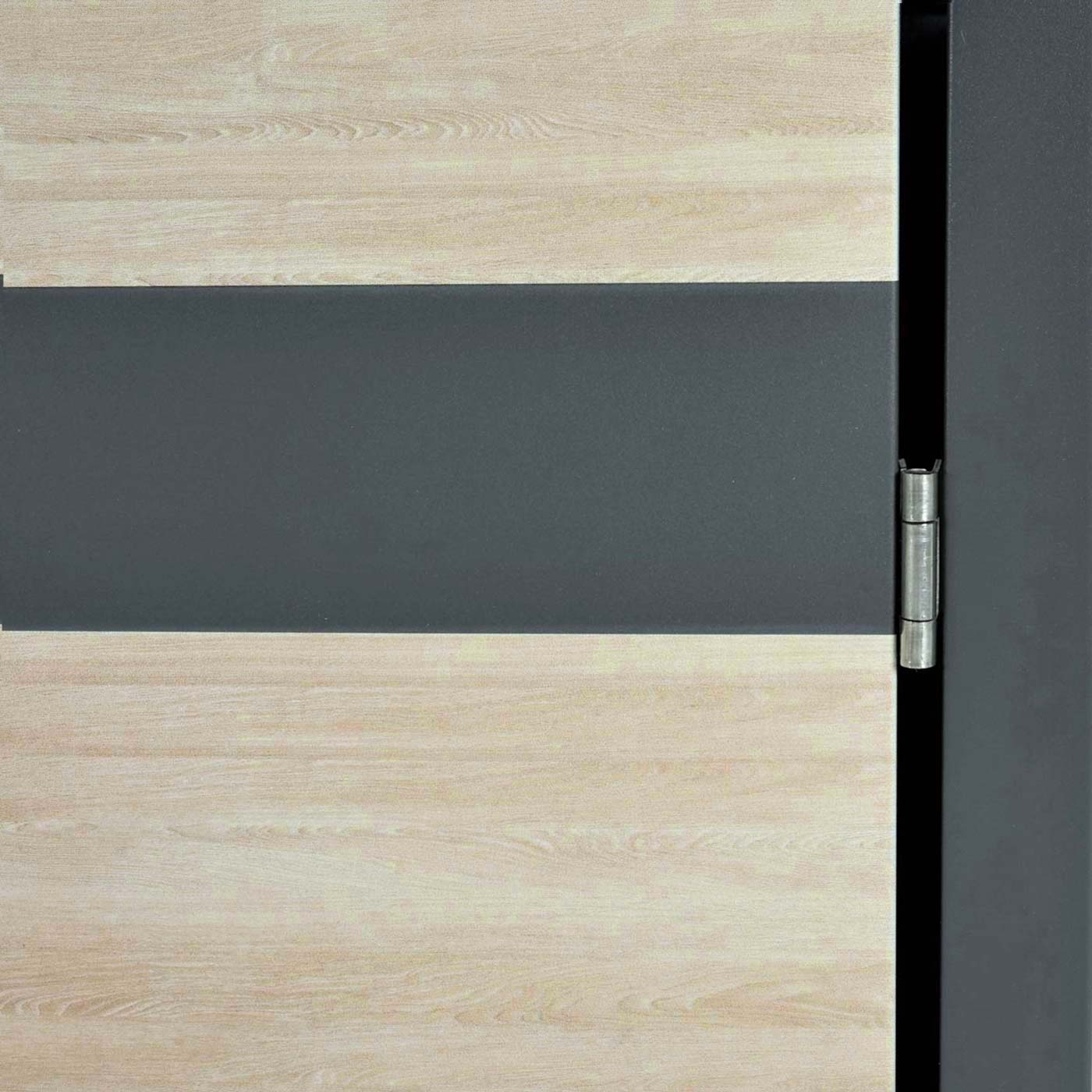 1 deksel afvalbak MCW-J82, afvalbak, uittrekbaar, metaal 32kg, antraciet ~ beukenhout look lichtbruin