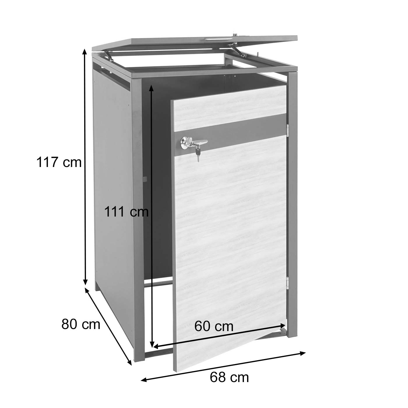 1 deksel afvalbak MCW-J82, afvalbak, uittrekbaar, metaal 32kg, antraciet ~ donker marmer look