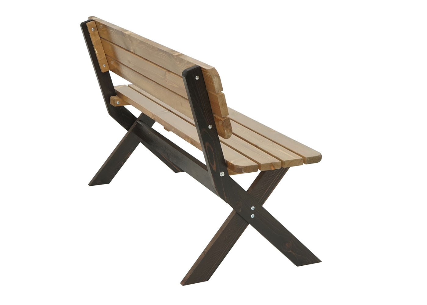 Tuinbank MCW-J83, parkbank houten bank, massief hout MVG-gecertificeerd 148cm ~ bruin, grenen donkerbruin