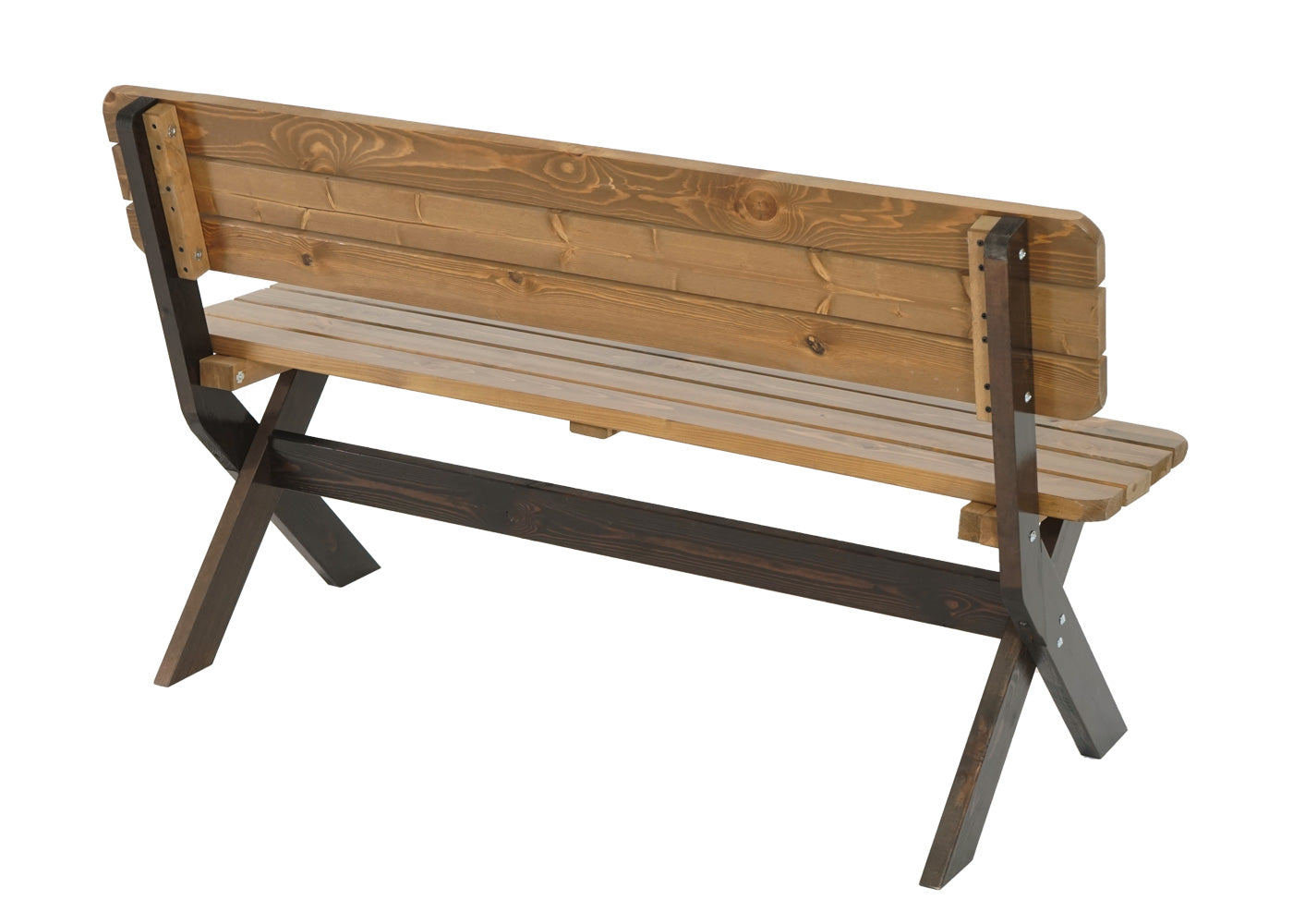 Tuinbank MCW-J83, parkbank houten bank, massief hout MVG-gecertificeerd 148cm ~ bruin, grenen donkerbruin