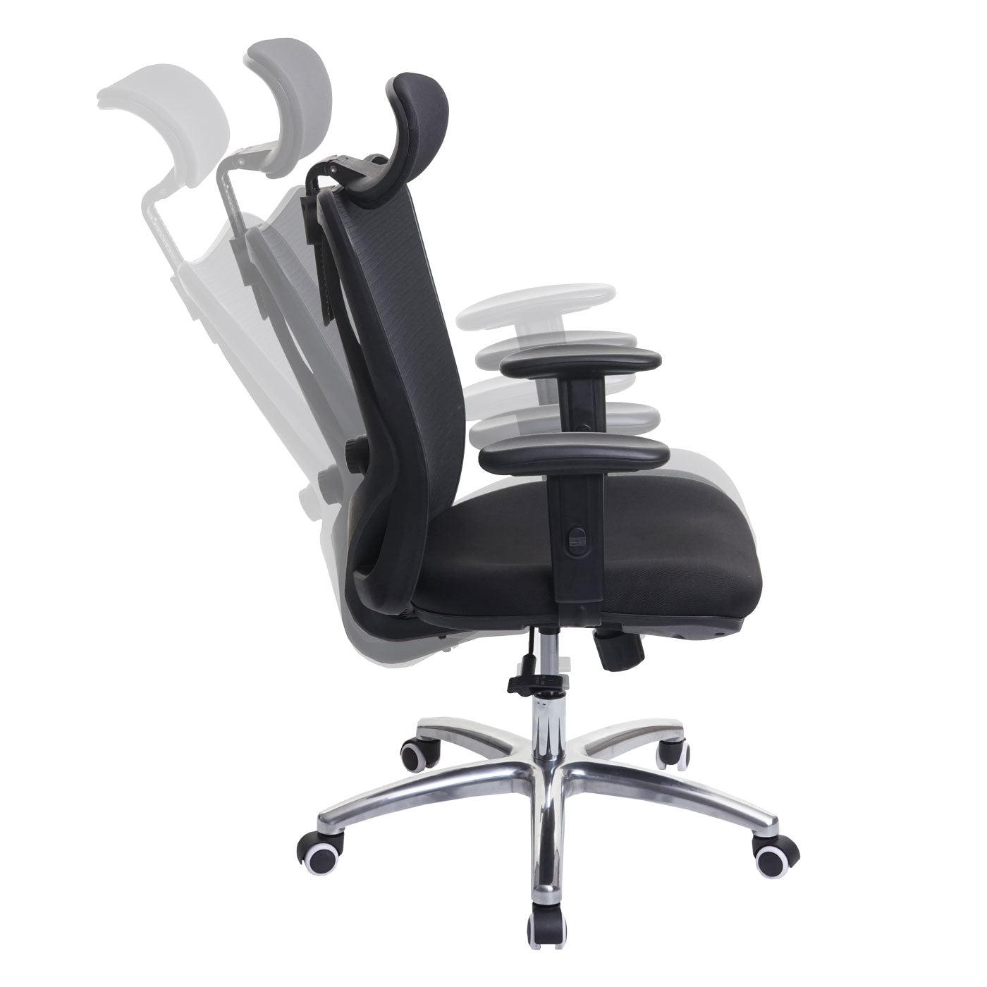 SIHOO bureaustoel bureaustoel, ergonomisch, verstelbare lendensteun, 150kg belastbaar ~ zonder voetsteun zwart