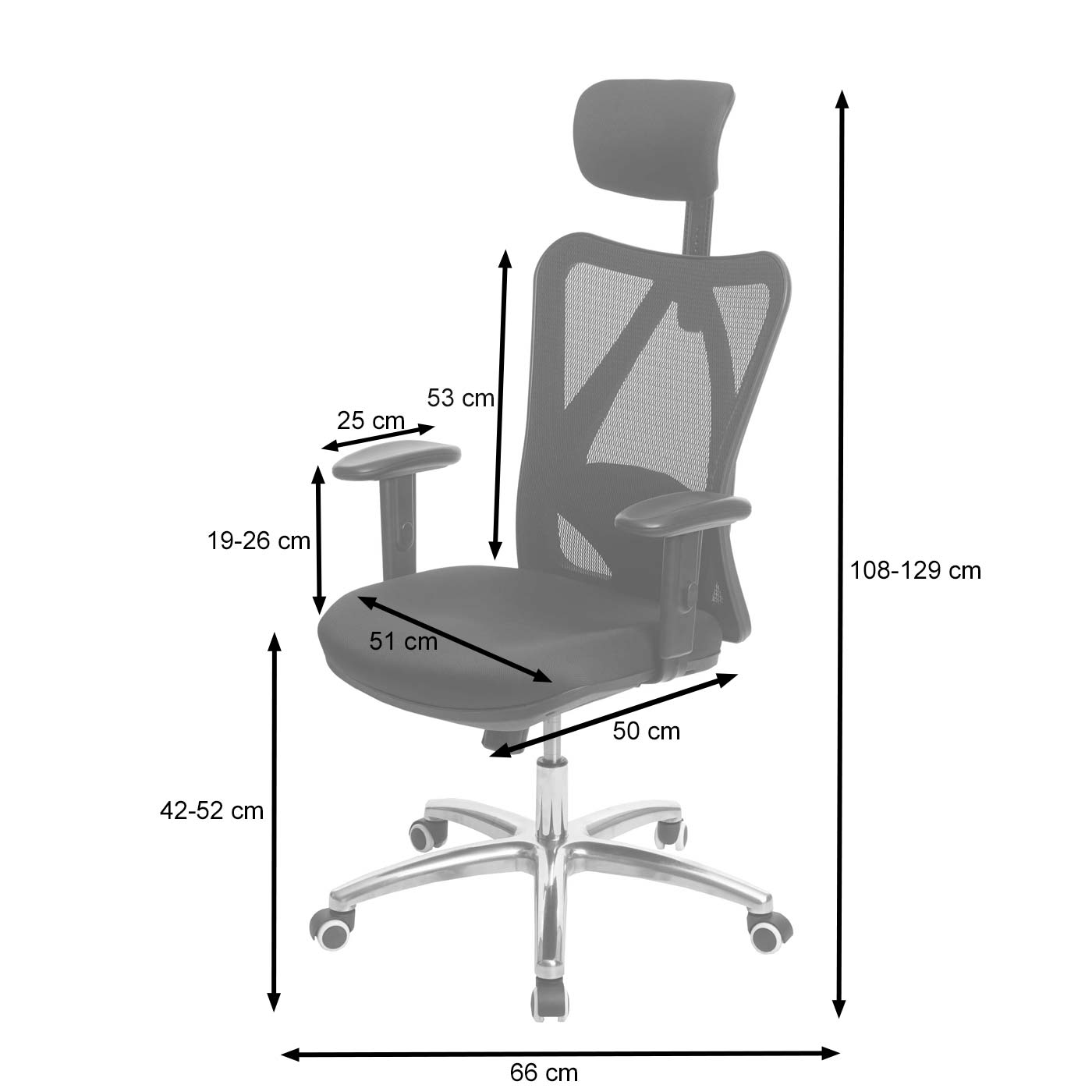 Bureaustoel MCW-J86, bureaustoel, ergonomisch, verstelbare lendensteun 150kg belastbaar ~ met voetensteun, zwart