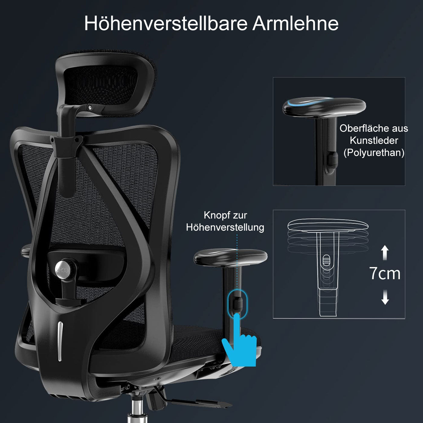 Bureaustoel MCW-J86, bureaustoel, ergonomisch, verstelbare lendensteun 150kg belastbaar ~ zonder voetsteun, grijs
