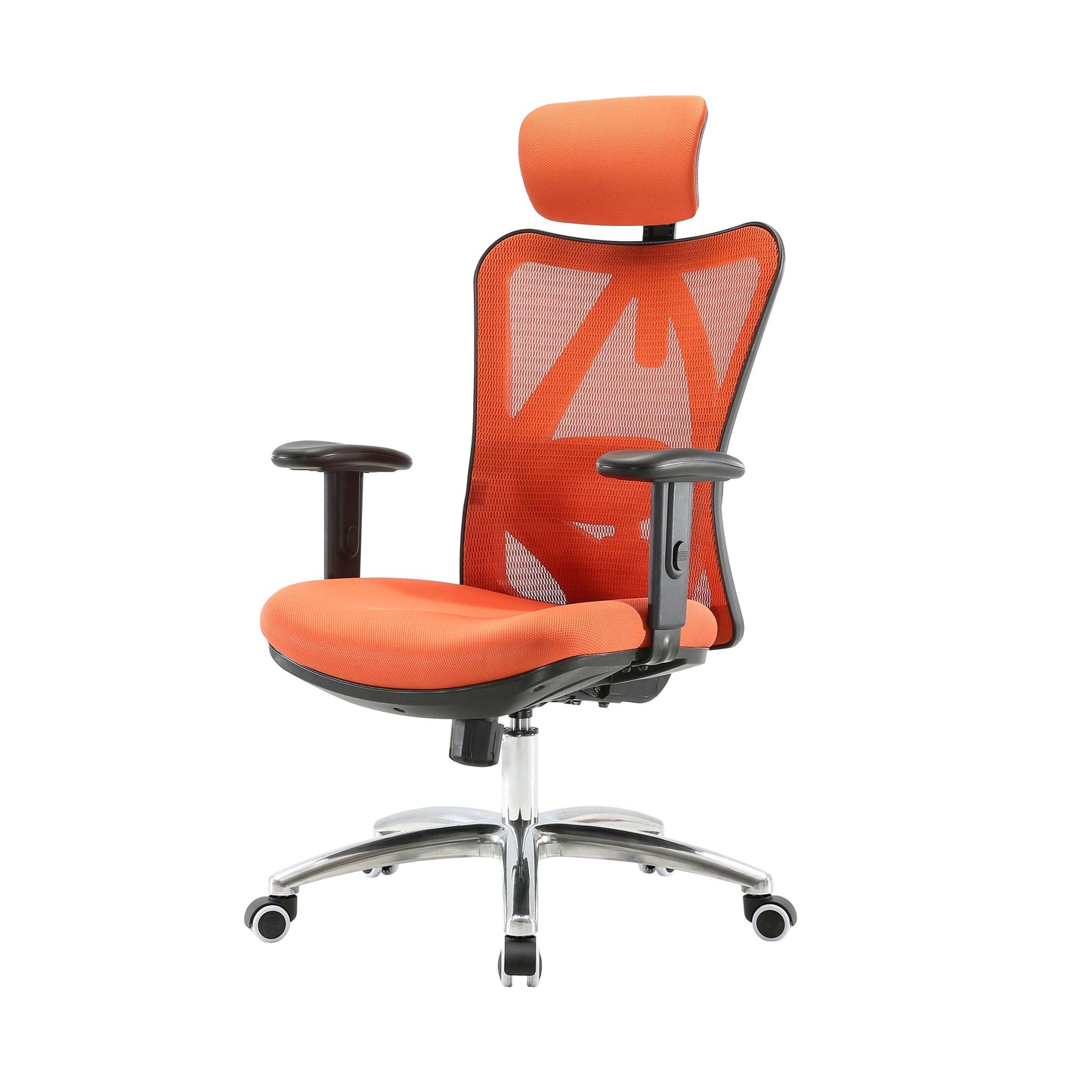 SIHOO bureaustoel bureaustoel, ergonomisch, verstelbare lendensteun, 150kg belastbaar ~ zonder voetsteun, oranje