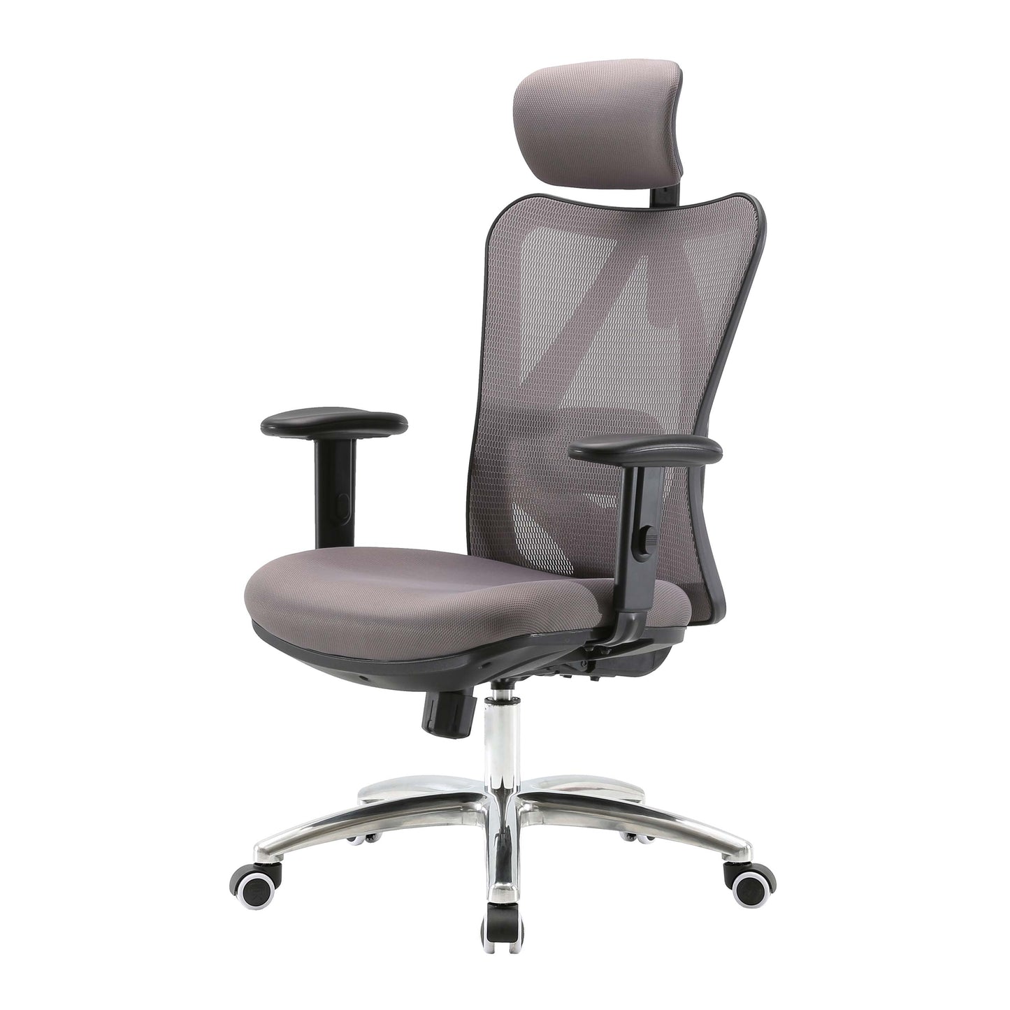 SIHOO bureaustoel bureaustoel, ergonomisch, verstelbare lendensteun, 150kg belastbaar ~ zonder voetsteun, grijs