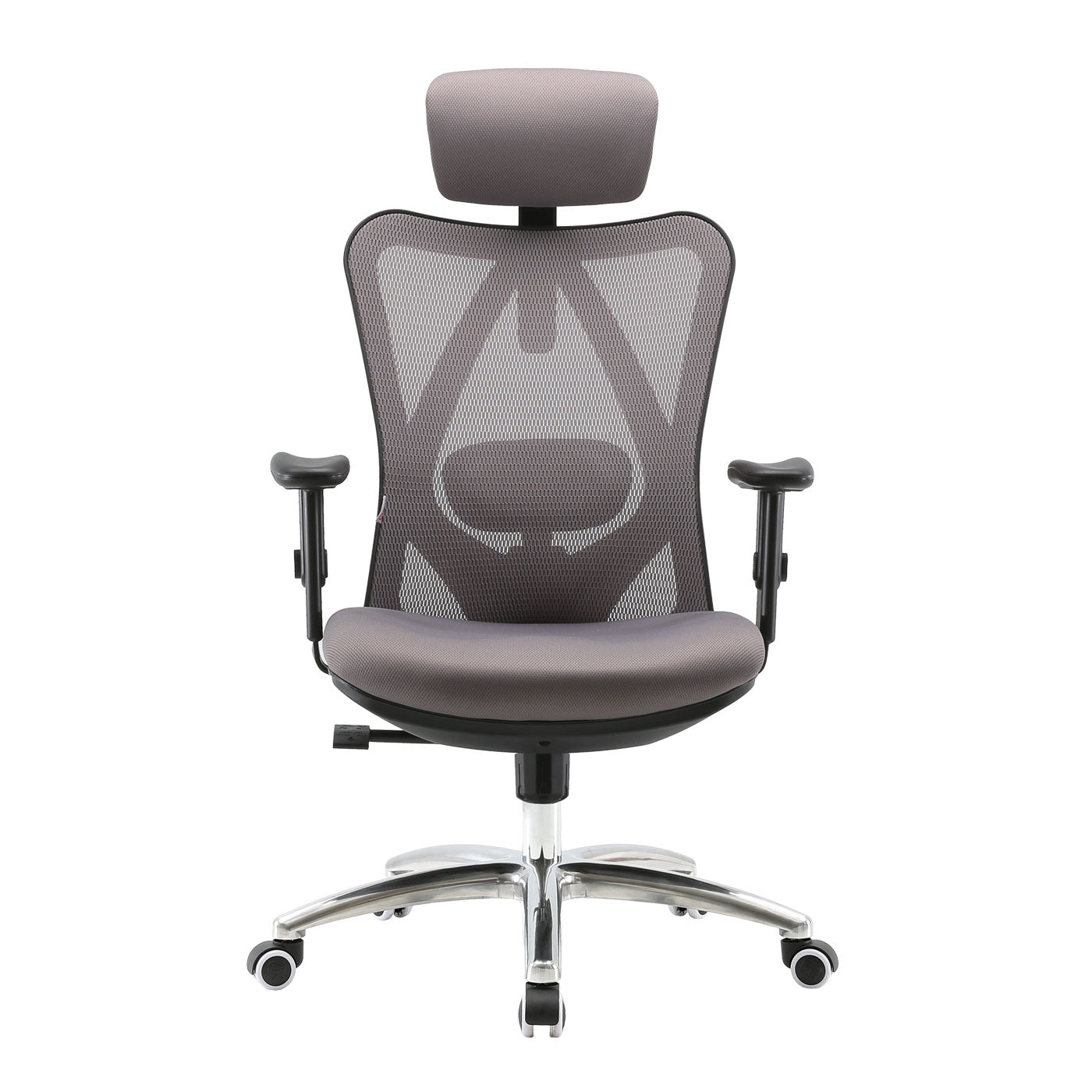 SIHOO bureaustoel bureaustoel, ergonomisch, verstelbare lendensteun, 150kg belastbaar ~ zonder voetsteun, grijs