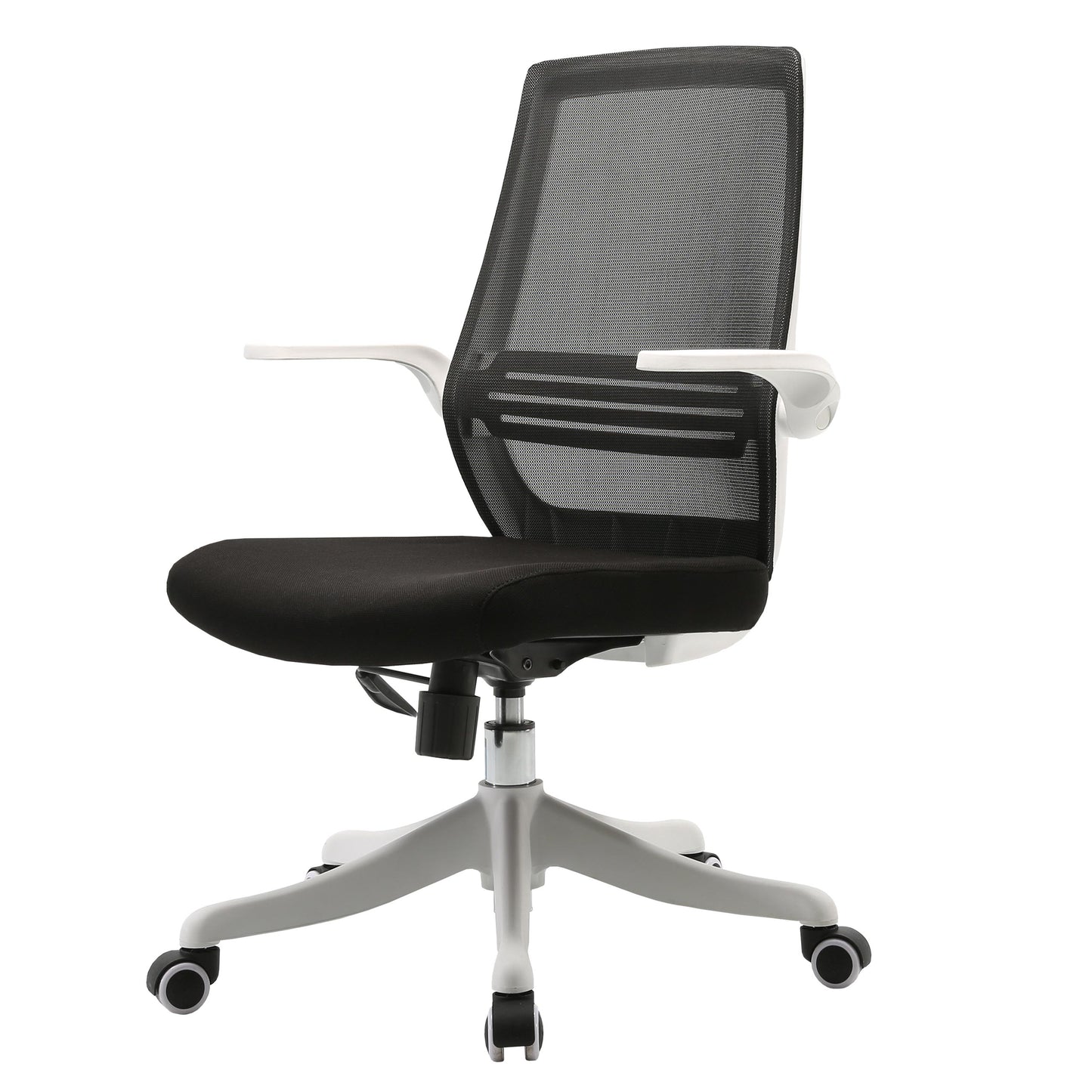 SIHOO Moderne ergonomische bureaustoel, bureaustoel, ademend, taillesteun, opklapbare armleuning ~ zwart