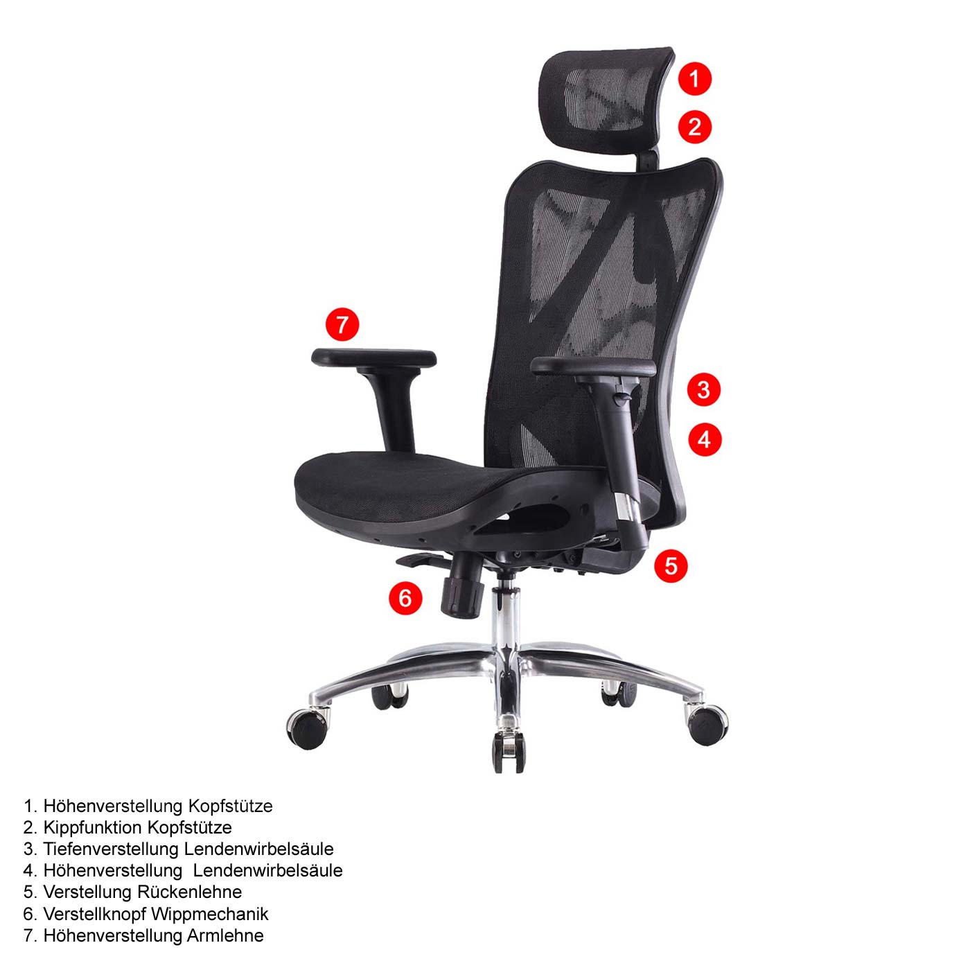 Bureaustoel MCW-J87, bureaustoel, ergonomisch verstelbare armleuning, 150kg belastbaar ~ bekleding zwart, frame zwart