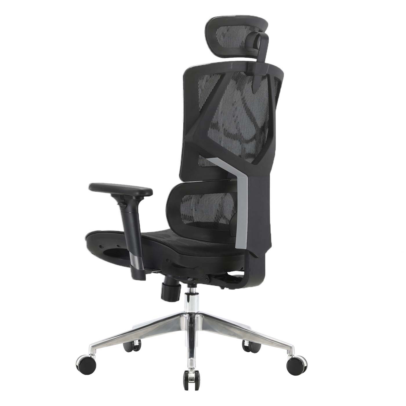 SIHOO bureaustoel bureaustoel ergonomisch, lendensteun hoge rugleuning 3D armleuningen ~ mesh zwart