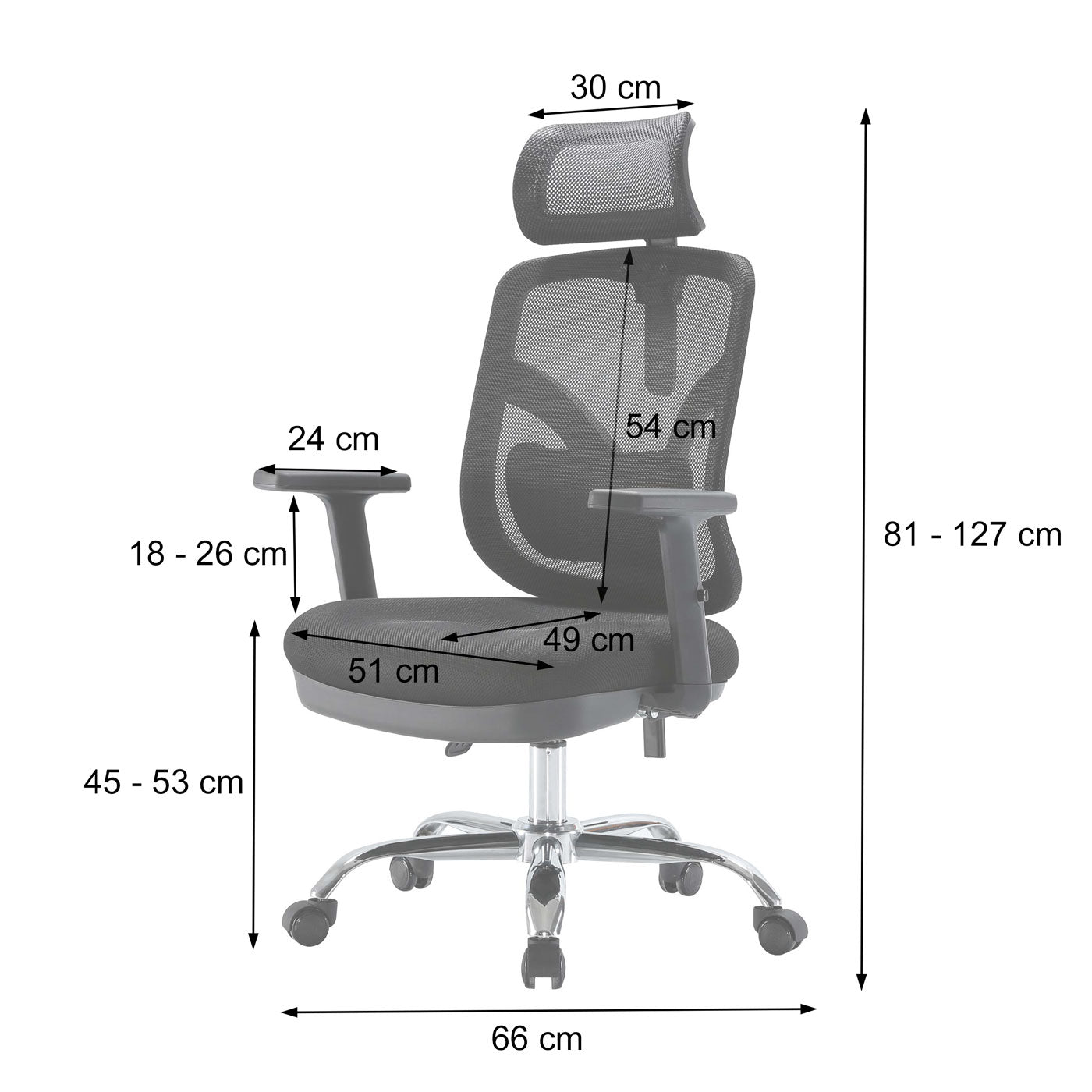 Bureaustoel MCW-J92, bureaustoel, ergonomisch, verstelbare lendensteun en armleuning ~ grijs