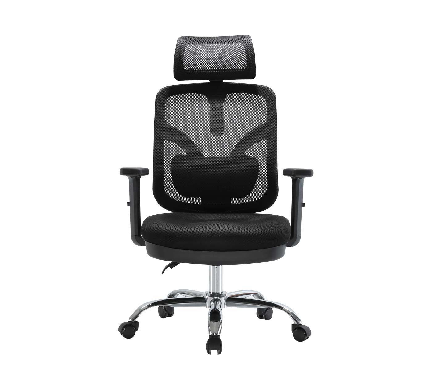 SIHOO bureaustoel bureaustoel, ergonomisch, verstelbare lendensteun en armleuning ~ zwart