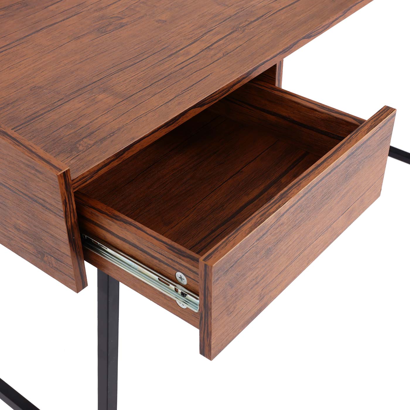 Bureau MCW-J97, bureau computerbureau, lade 3D structuur 98x114x60cm MVG-gecertificeerd ~ bruin