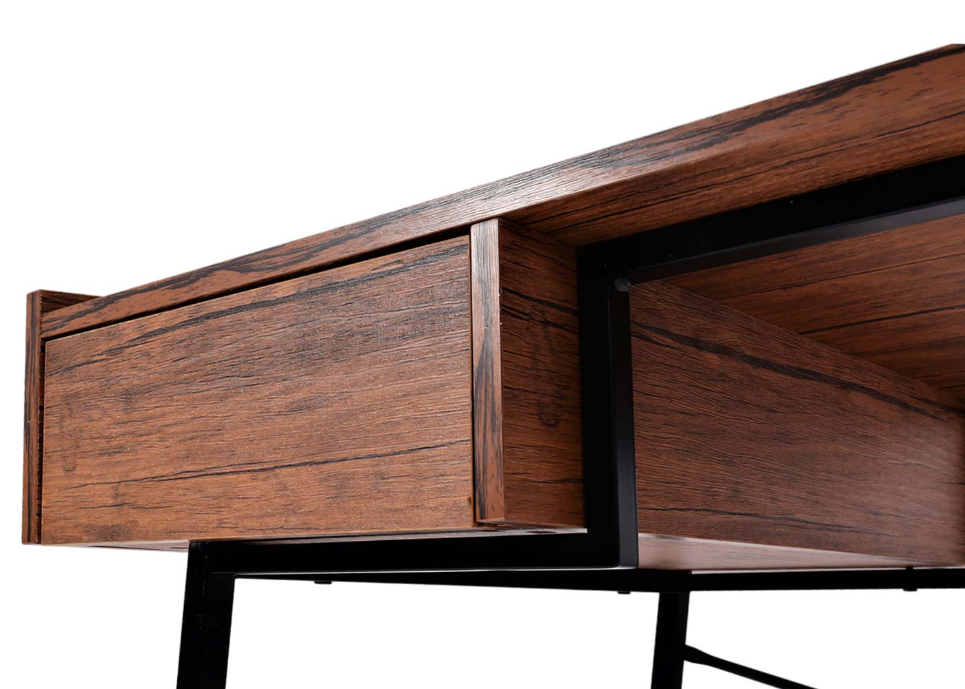 Bureau MCW-J97, bureau computerbureau, lade 3D structuur 98x114x60cm MVG-gecertificeerd ~ bruin