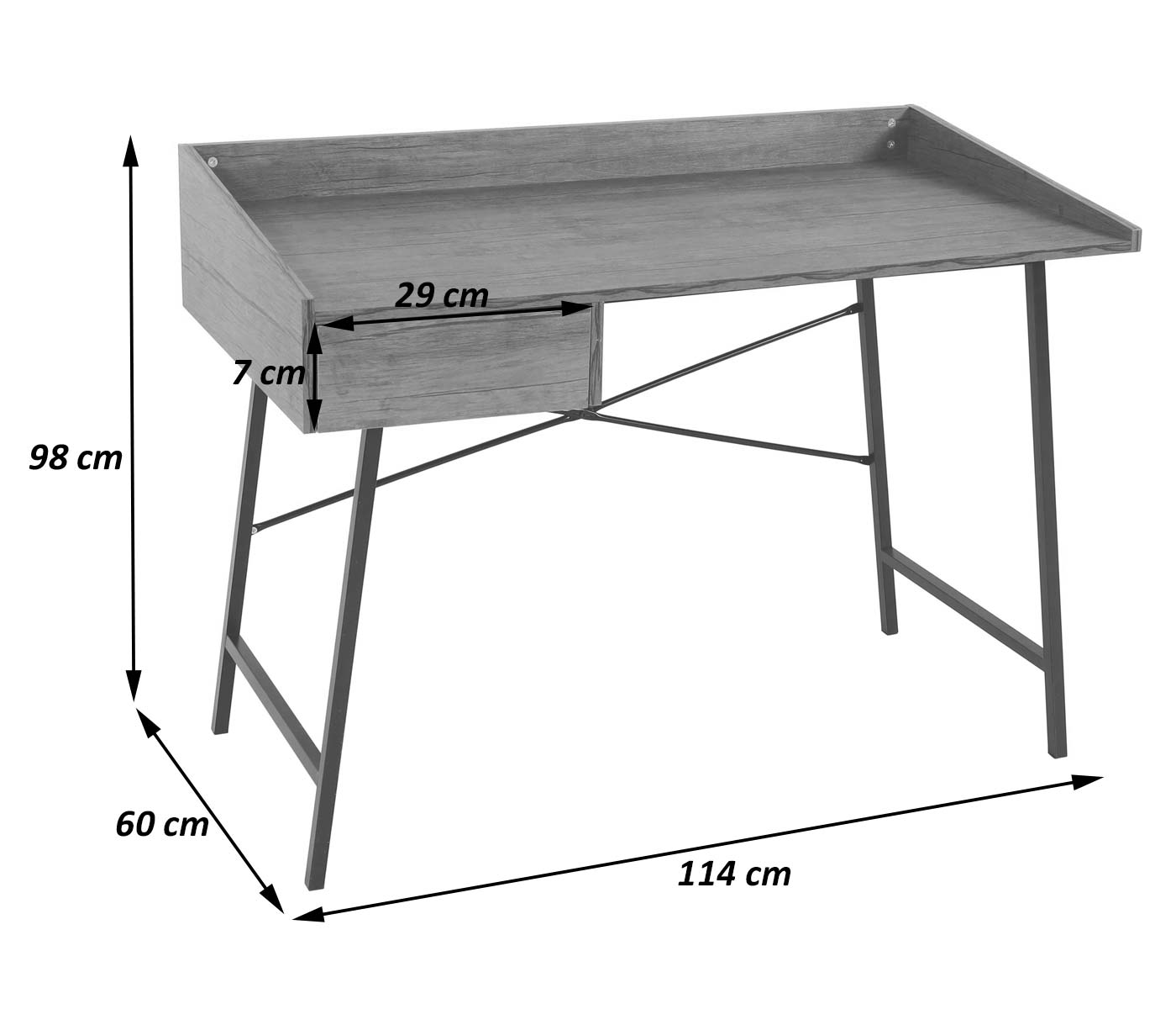 Bureau MCW-J97, bureau computerbureau, lade 3D structuur 98x114x60cm MVG-gecertificeerd ~ bruin