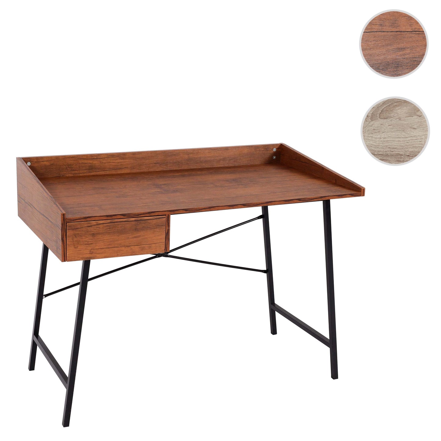 Bureau MCW-J97, bureau computerbureau, lade 3D structuur 98x114x60cm MVG-gecertificeerd ~ bruin