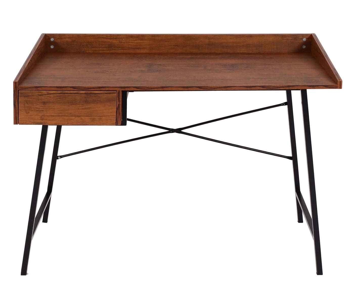 Bureau MCW-J97, bureau computerbureau, lade 3D structuur 98x114x60cm MVG-gecertificeerd ~ bruin