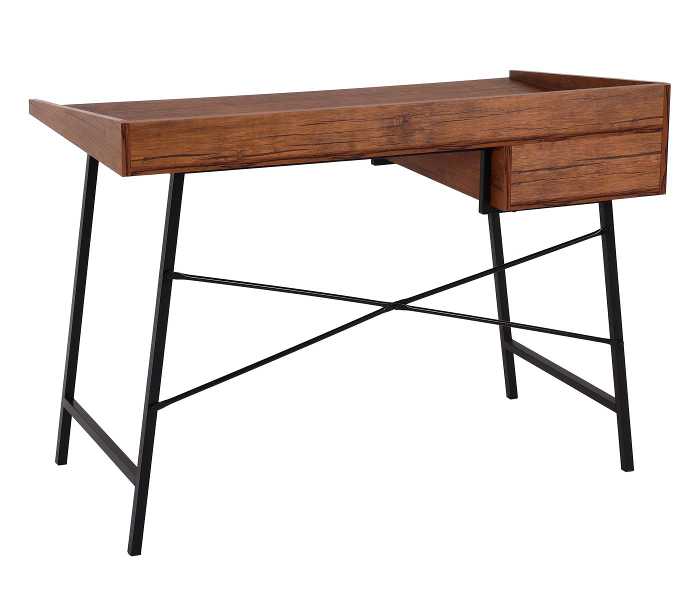 Bureau MCW-J97, bureau computerbureau, lade 3D structuur 98x114x60cm MVG-gecertificeerd ~ bruin