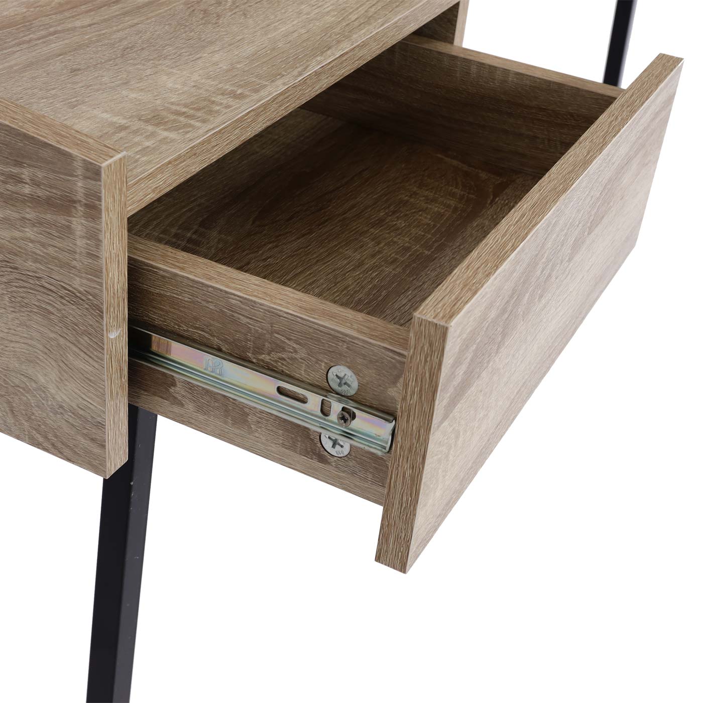 Bureau MCW-J97, bureau computerbureau, lade 3D structuur 98x114x60cm MVG-gecertificeerd ~ eiken look
