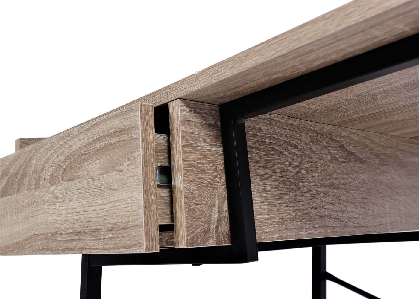 Bureau MCW-J97, bureau computerbureau, lade 3D structuur 98x114x60cm MVG-gecertificeerd ~ eiken look