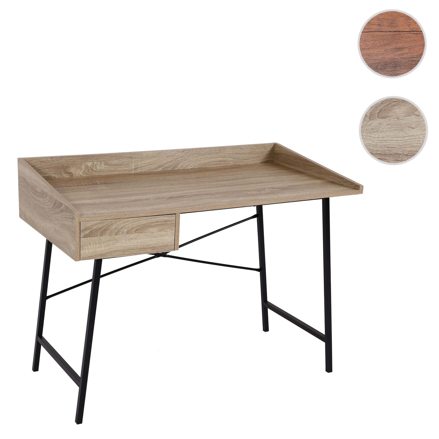 Bureau MCW-J97, bureau computerbureau, lade 3D structuur 98x114x60cm MVG-gecertificeerd ~ eiken look