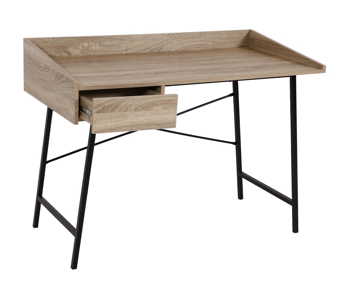Bureau MCW-J97, bureau computerbureau, lade 3D structuur 98x114x60cm MVG-gecertificeerd ~ eiken look