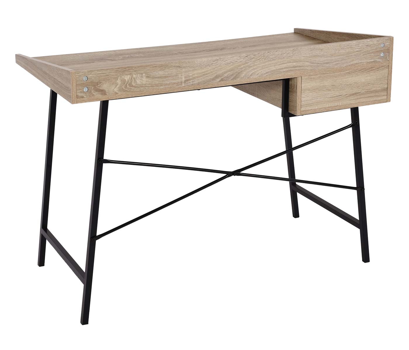Bureau MCW-J97, bureau computerbureau, lade 3D structuur 98x114x60cm MVG-gecertificeerd ~ eiken look