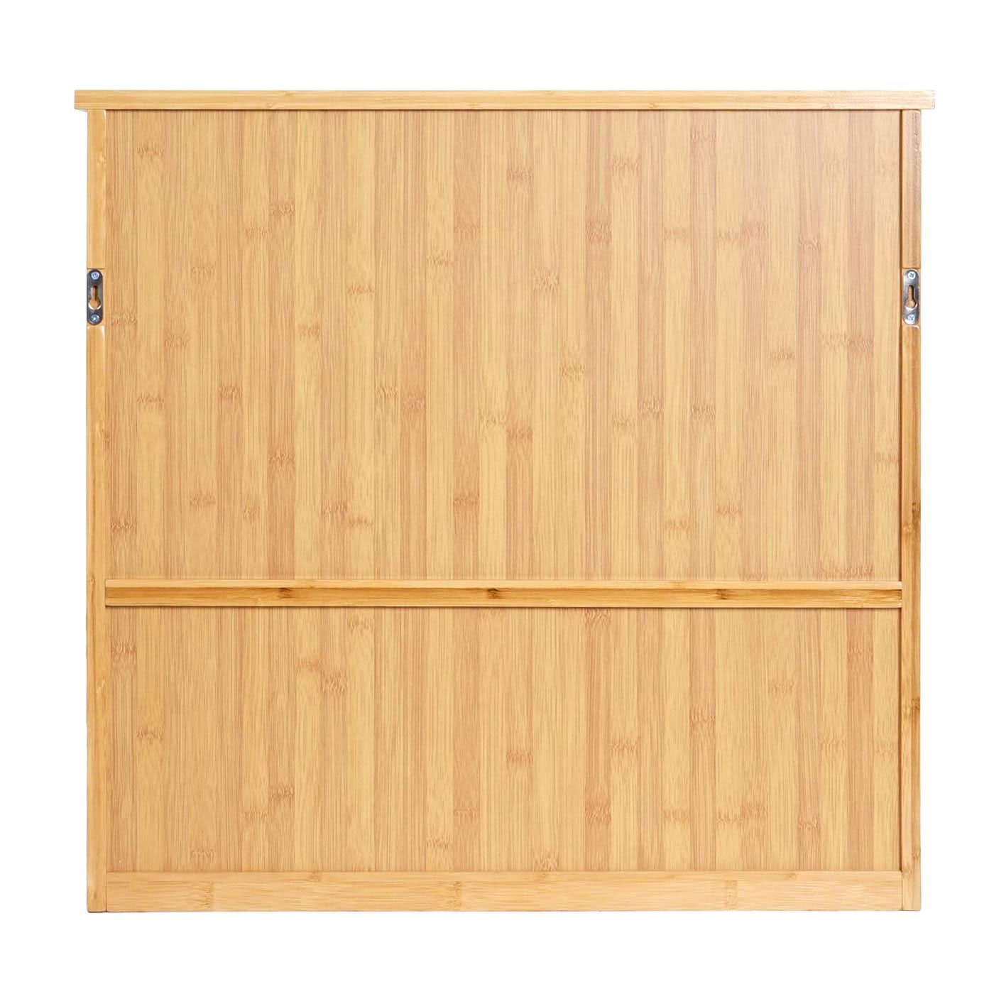 Spiegelkast MCW-B18, badkamer spiegelkast wandkast, 3 planken 2 deuren spiegel bamboe 62x66x15cm