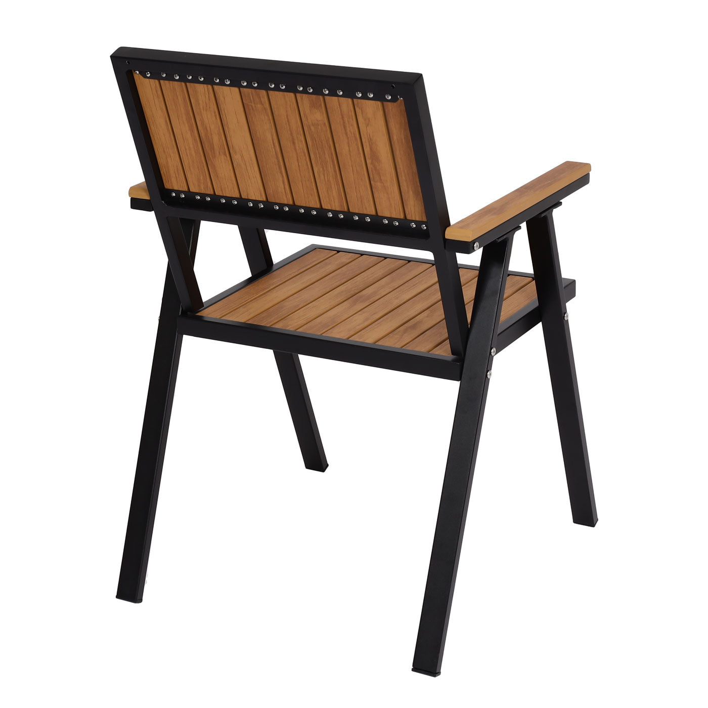 Set van 4 tuinstoelen + tuintafel MCW-J95, stoel tafel, gastro outdoor coating, aluminium hout look ~ zwart, teak