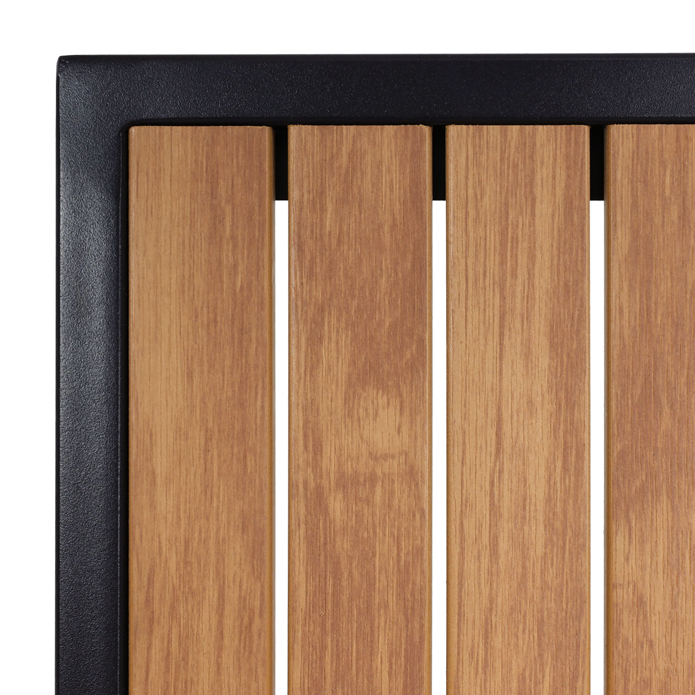 Set van 4 tuinstoelen + tuintafel MCW-J95, stoel tafel, gastro outdoor coating, aluminium hout look ~ zwart, teak