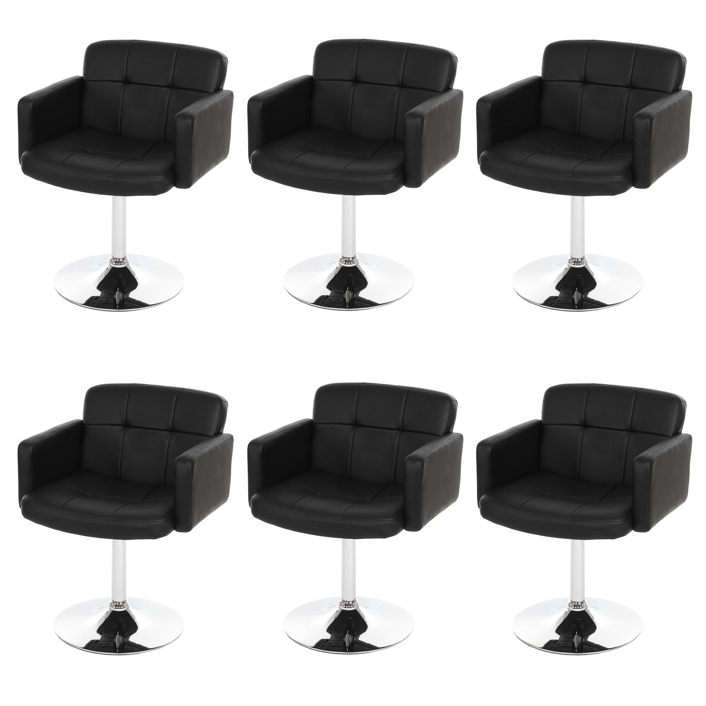 Set van 6 eetkamerstoelen Orlando, bureaustoel keuken, kunstleer chroom MVG-gecertificeerd ~ zwart