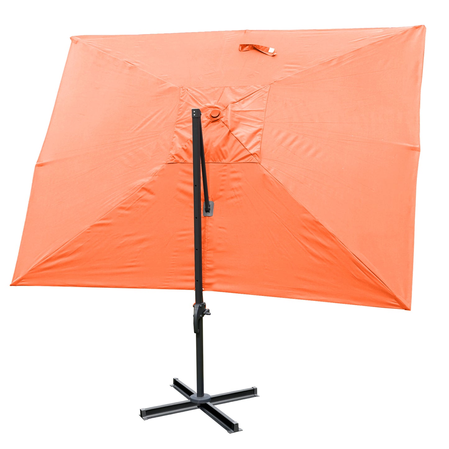 Zweefparasol MCW-A96, parasol, 3x4m (Ø5m) polyester/aluminium 26kg ~ terracotta zonder voet